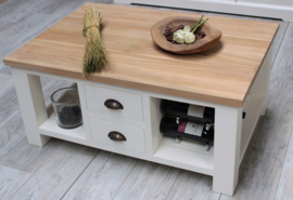 JATIBEL  White & Teak Salontafel 100 x 70 cm