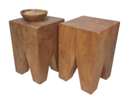 KUBA | Teak | Massief | Kruk |  bijzettafel | Sokkel