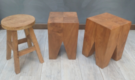 KUBA | Teak | Massief | Kruk |  bijzettafel | Sokkel