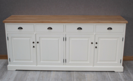 JATIBEL Dressoir 4-Drs White & Teak