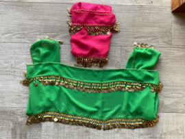 RR16 Heupsjaal met 2 rijen  pegels en munten. Sjaal is in diverse kleuren te bestellen.