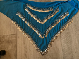 D10 Driehoeksjaal met rijen munten en pegels in V-vorm