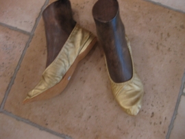 Schoenen goud- of zilverkleur met een zachte zool en een klein hakje