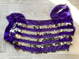 RR11 Heupsjaal met rijen zilverkleurige pailletten. Sjaal is in diverse kleuren te bestellen.