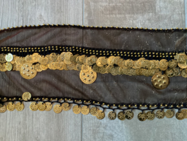 RR24B Batik rechthoeksjaal met 2 rijen kleine en grote munten