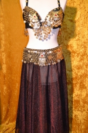 Muntenkostuum met bordeaux metallic rok