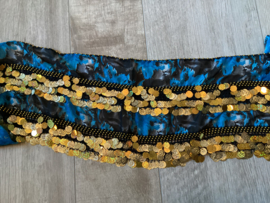 RR21B Rechthoek Batik sjaal met 2 rijen munten/pailletten