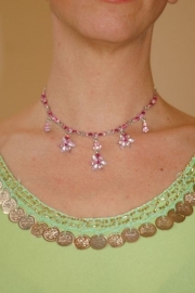 Roze/fuchsia strassketting