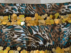RR21B Rechthoek Batik sjaal met 2 rijen munten/pailletten