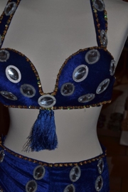 Set BH met sjaal, fluweel versierd met grote schijven - diverse kleuren