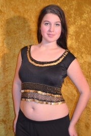 Stretchtop met goudkleurige munten - diverse kleuren