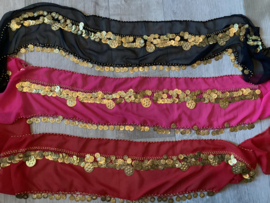 RR24 Rechthoeksjaal met 2 rijen goudkleurige munten, accent grote munt