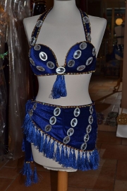 Set BH met sjaal, fluweel versierd met grote schijven - diverse kleuren