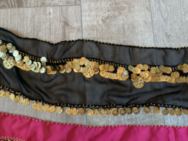 RR24 Rechthoeksjaal met 2 rijen goudkleurige munten, accent grote munt