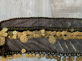 RR24B Batik rechthoeksjaal met 2 rijen kleine en grote munten