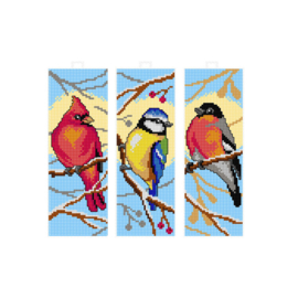 3 Boekenleggers VOGELS  om te borduren