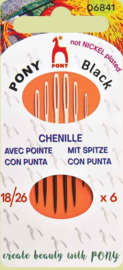 Pony Black borduurnaalden nikkelvrij nummer 18/26 scherpe punt ( 6 stuks )