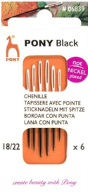 Pony Black borduurnaalden nikkelvrij nummer 18/22 scherpe punt ( 6 stuks )