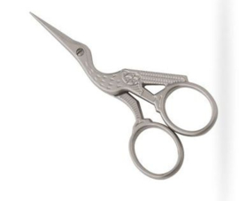 Borduurschaartje Ooievaar Mat Zilver (9,5 cm)