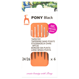 Pony Black borduurnaalden nikkelvrij nummer 24/26 ronde punt ( 6 stuks )