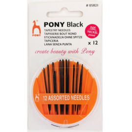 Pony Black borduurnaalden nikkelvrij nr. 18 / 22 ronde punt Compact / 12 stuks 