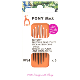 Pony Black borduurnaalden nikkelvrij nummer 18/24 ronde punt ( 6 stuks )