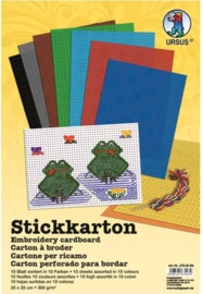 Borduurkarton KLEUR -  10 GROTE VELLEN 23 x 33 cm