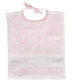 Slabbetje BABY ROZE / WITTE STIP - afmeting 30 x 34 cm