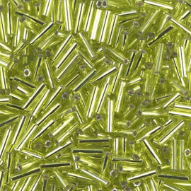 Miyuki Bugles # 2 - 6 x 1,7 mm 0014 Chartreuse Silver Lined ( 10 gram )