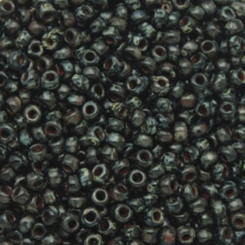 Miyuki rocailles 8/0 4511 Black Picasso Opaque (10 gram)