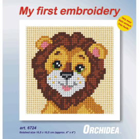 LEEUW  borduurpakket 10 x 10 cm (Zweigart)