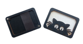 Houten naaldendoosje KAT met magneet