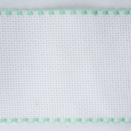 Restje Aida borduurband Wit / mint  - 5 cm breed x  164cm