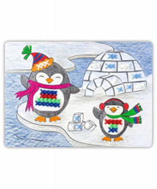8 witte borduurkaarten WINTER 2 - (18,5 x 13 cm)