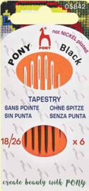 Pony Black borduurnaalden nikkelvrij nummer 18/26 ronde punt ( 6 stuks )