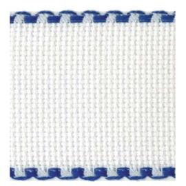 Restje Aida borduurband Wit / Donkerblauw  - 5 cm breed x 154 cm