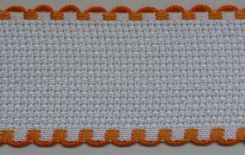Aida borduurband Wit / Oranje 5 cm breed