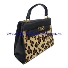 N32 handtas Dudlin 9960-788g zwart luipaardprint