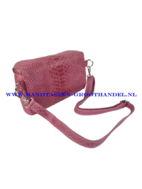 N33 crossbodytas - heuptas box  Qischa 9983 croco fuchsia (roze) zilver ritssluiting