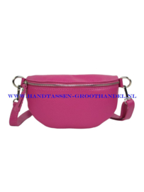 N32 crossbodytas - heuptas Qischa 9990 fuchsia zilveren ritssluiting