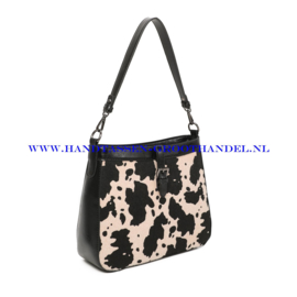 N117 Handtas Ines Delaure 1683932 cow (koe print - zwart - wit)