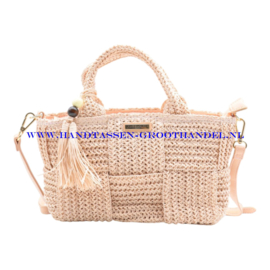 N34 Handtas Raffia Flora & Co C1011 roze