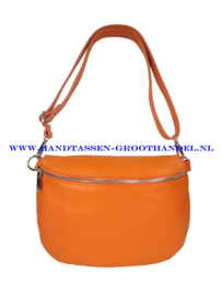 N38  crossbodytas - heuptas box  Qischa 9948a oranje zilveren ritssluiting