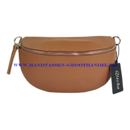 N36 crossbodytas - heuptas Qischa 9931 camel zilveren ritssluiting