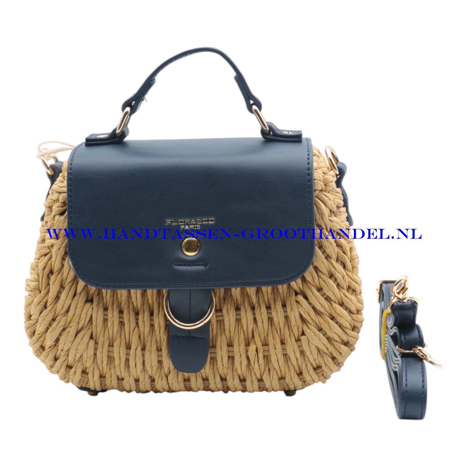 N73 Handtas Flora & Co c1046 natuur/blauw