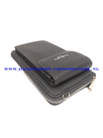N33 portemonnee met telefoonvak Flora & Co 6016 zwart verstelbare riem