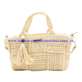 N34 Handtas Raffia Flora & Co C1011 beige