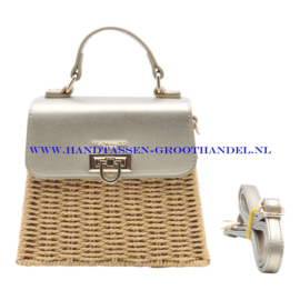 N73 Handtas Flora & Co c1055 taupe metal