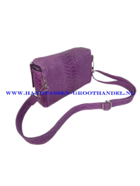 N33 crossbodytas - heuptas box  Qischa 9983 croco violet (paars) zilver ritssluiting