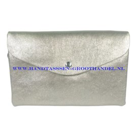 N34 Handtas - Clutch Flora & Co 2309 taupe metal (groen - zilver)